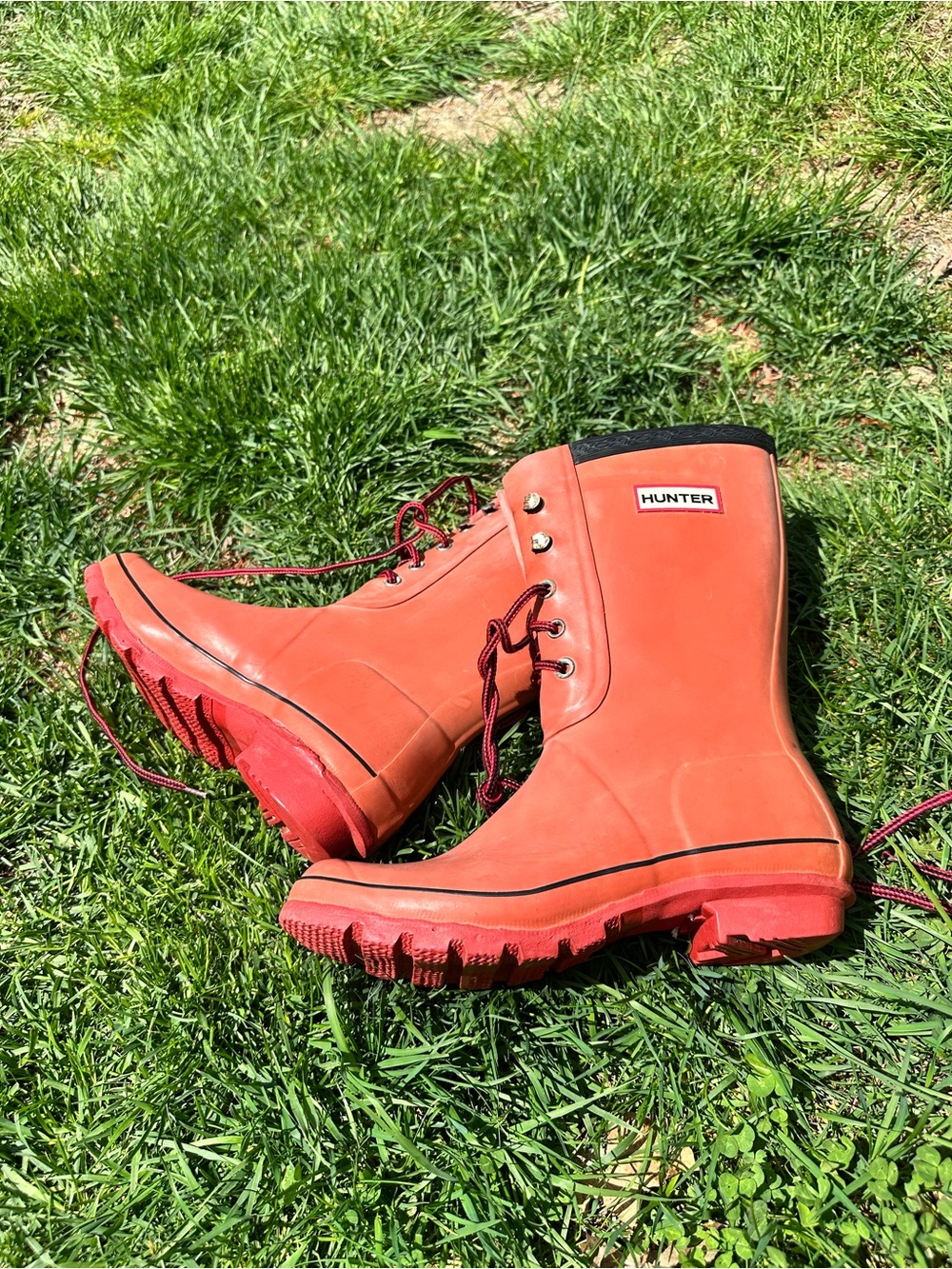 Vintage Hunter Lace-Up Orange Rain Boots